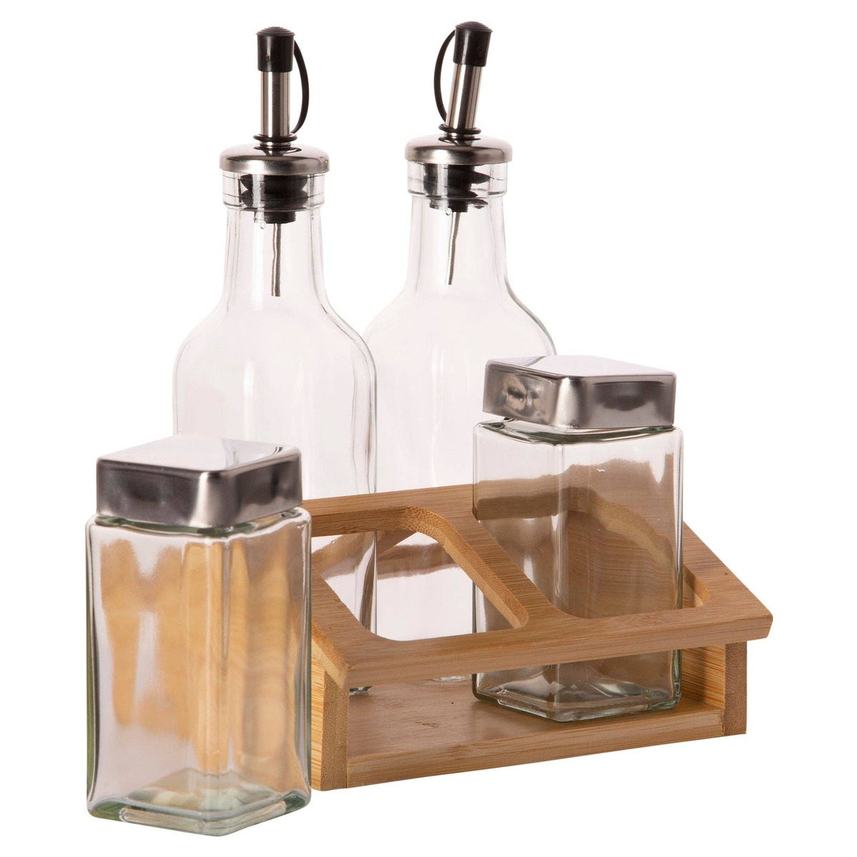 Mynt 5pc Cruet Set With Natural Bamboo Stand