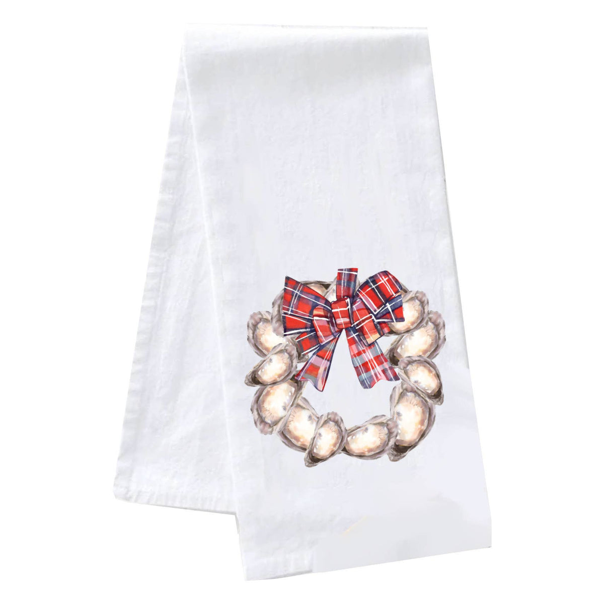 Tea Towel - Oyster Christmas Wreath
