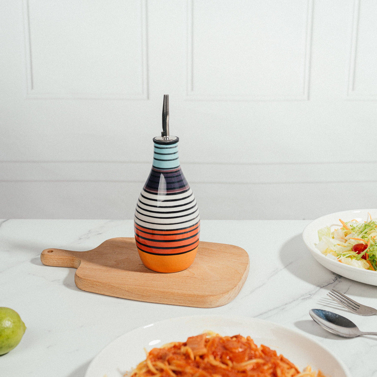 Cruet Ceramic Olive Oil Dispenser Bottle - 400ml Vinegar