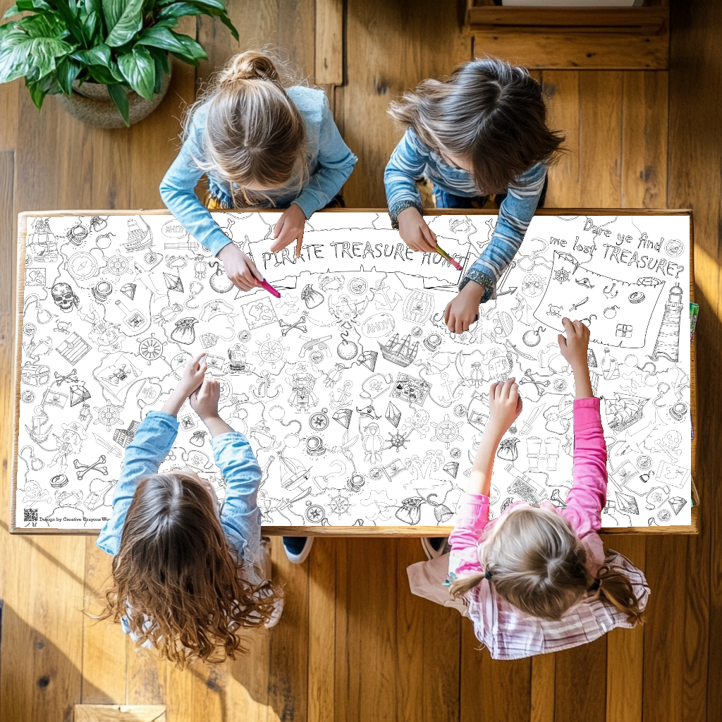 Pirate Coloring Tablecloth Seek & Find Kids Activity