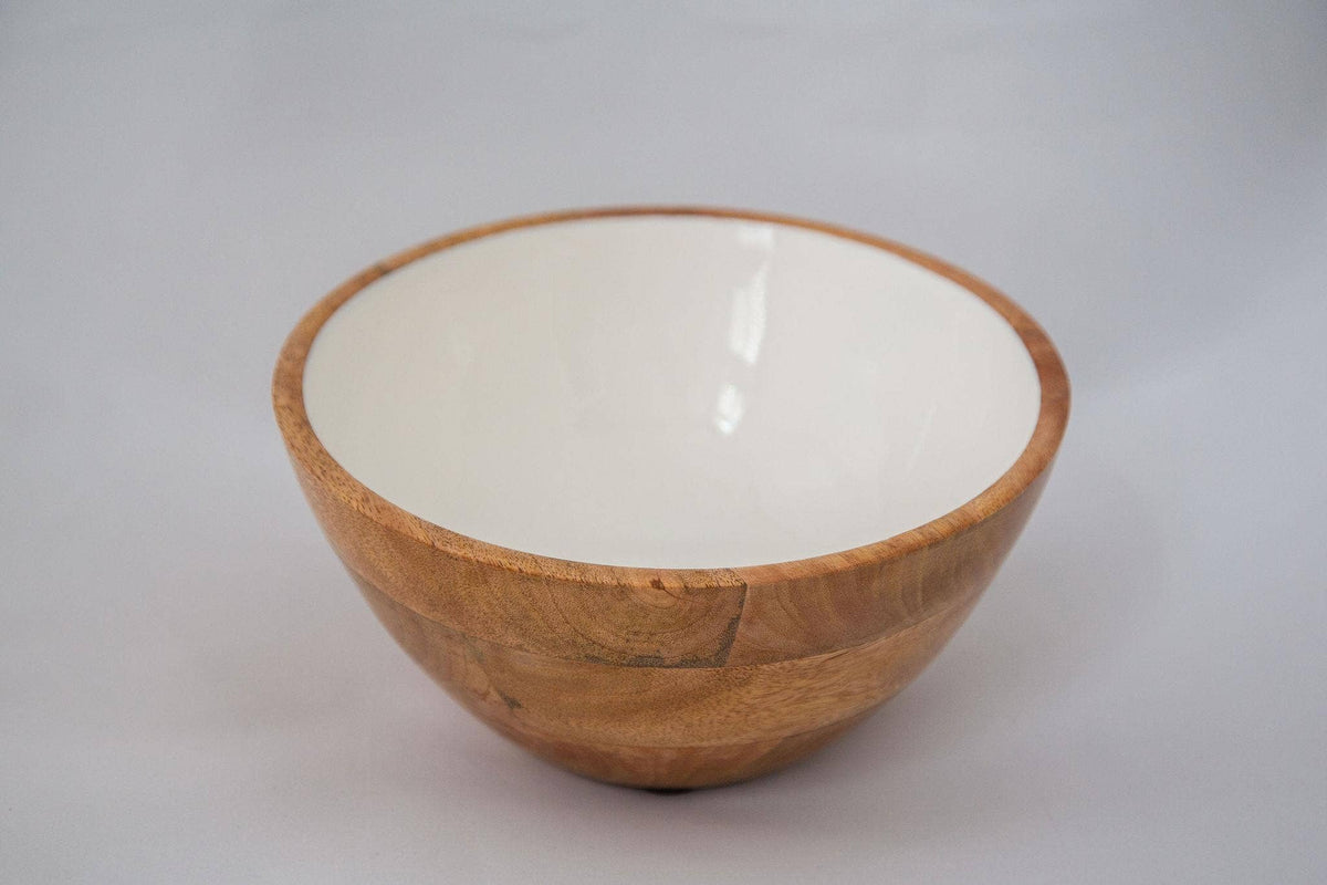 Wood + White Collection Mango Wood Serving Bowl, Medium