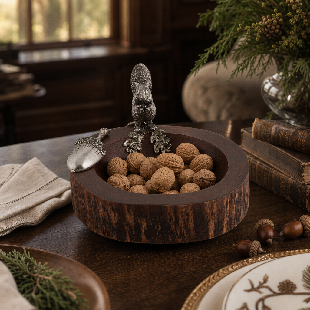 Standing Squirrel Nut Bowl & Scoop