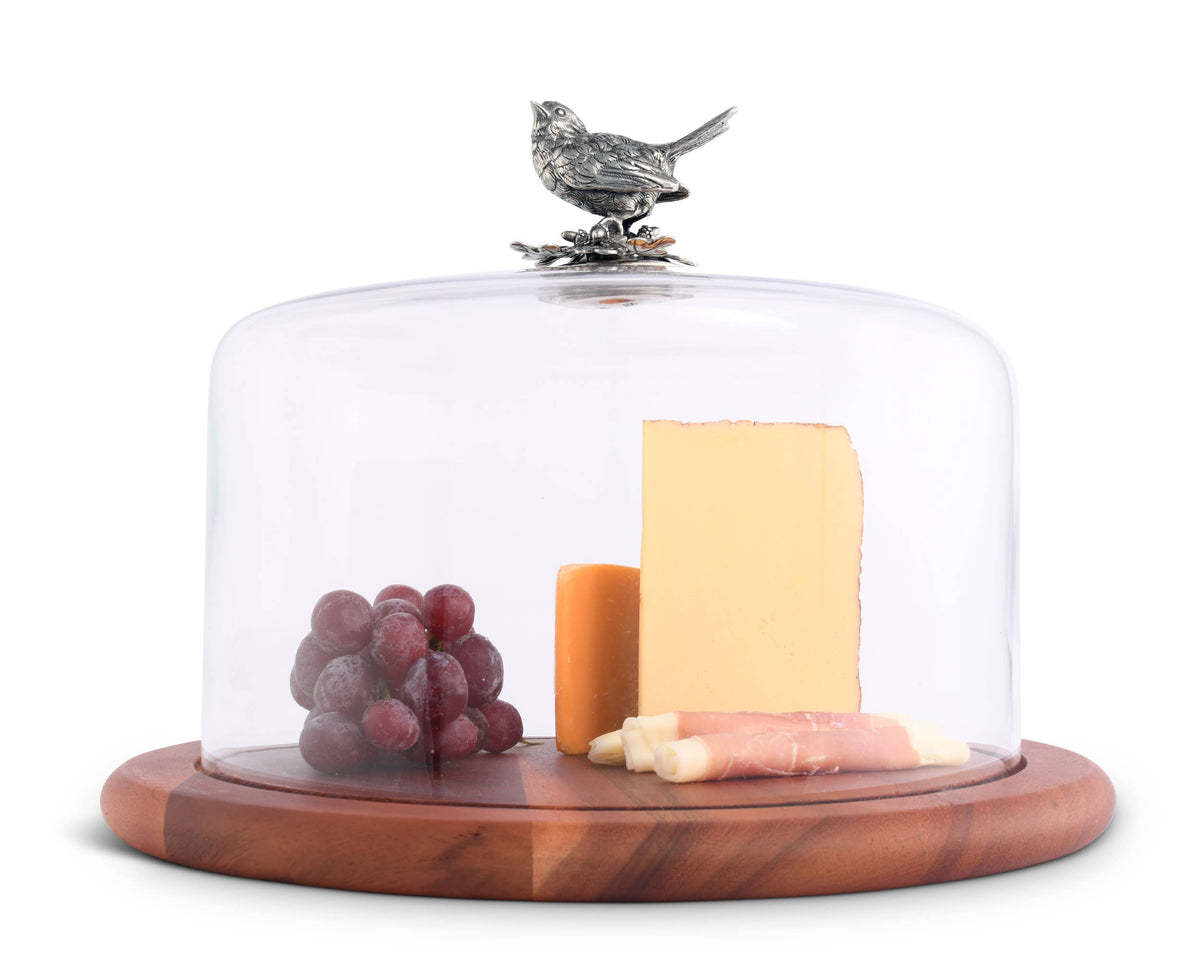 Song Bird Glass Covered Cheese Wood Board