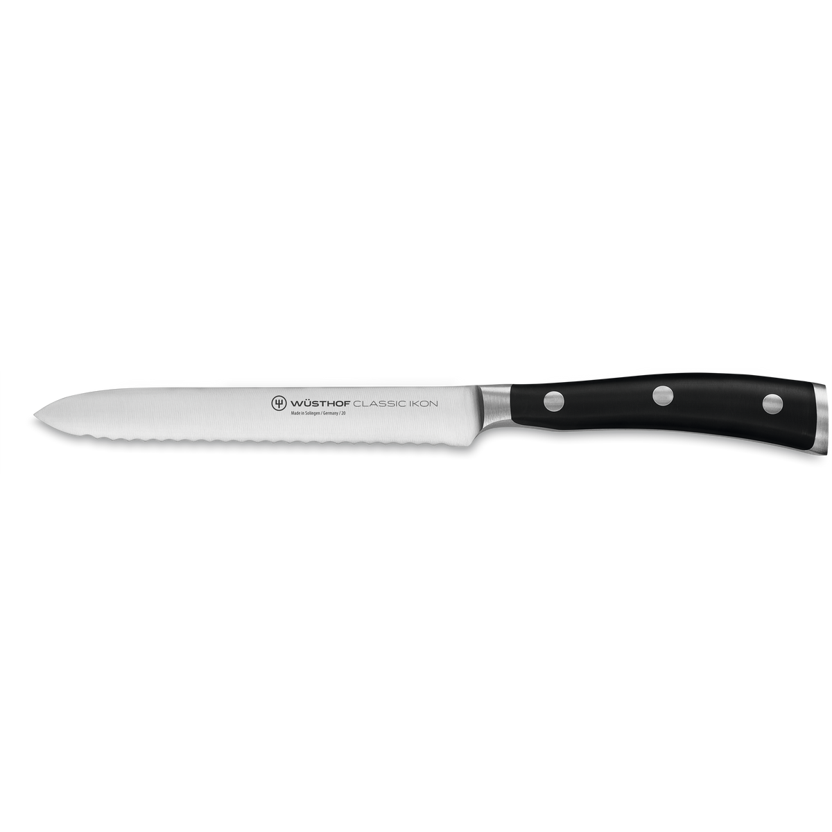 Wusthof Classic Ikon 5" Serrated Utility Knife — Black