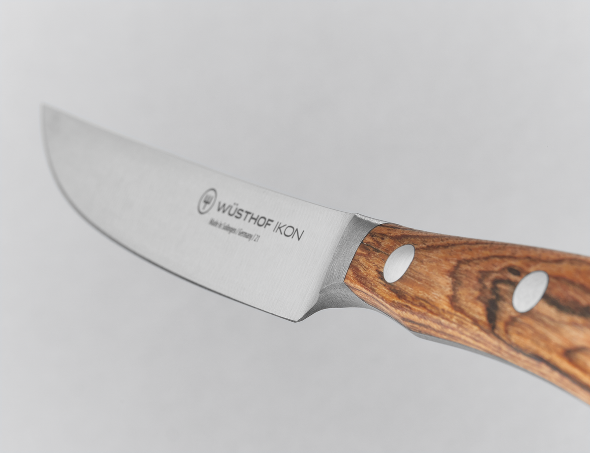 Wusthof Ikon 6-Piece Mixed Wood Steak Knife Set with Leather Knife Roll — Mixed Wood