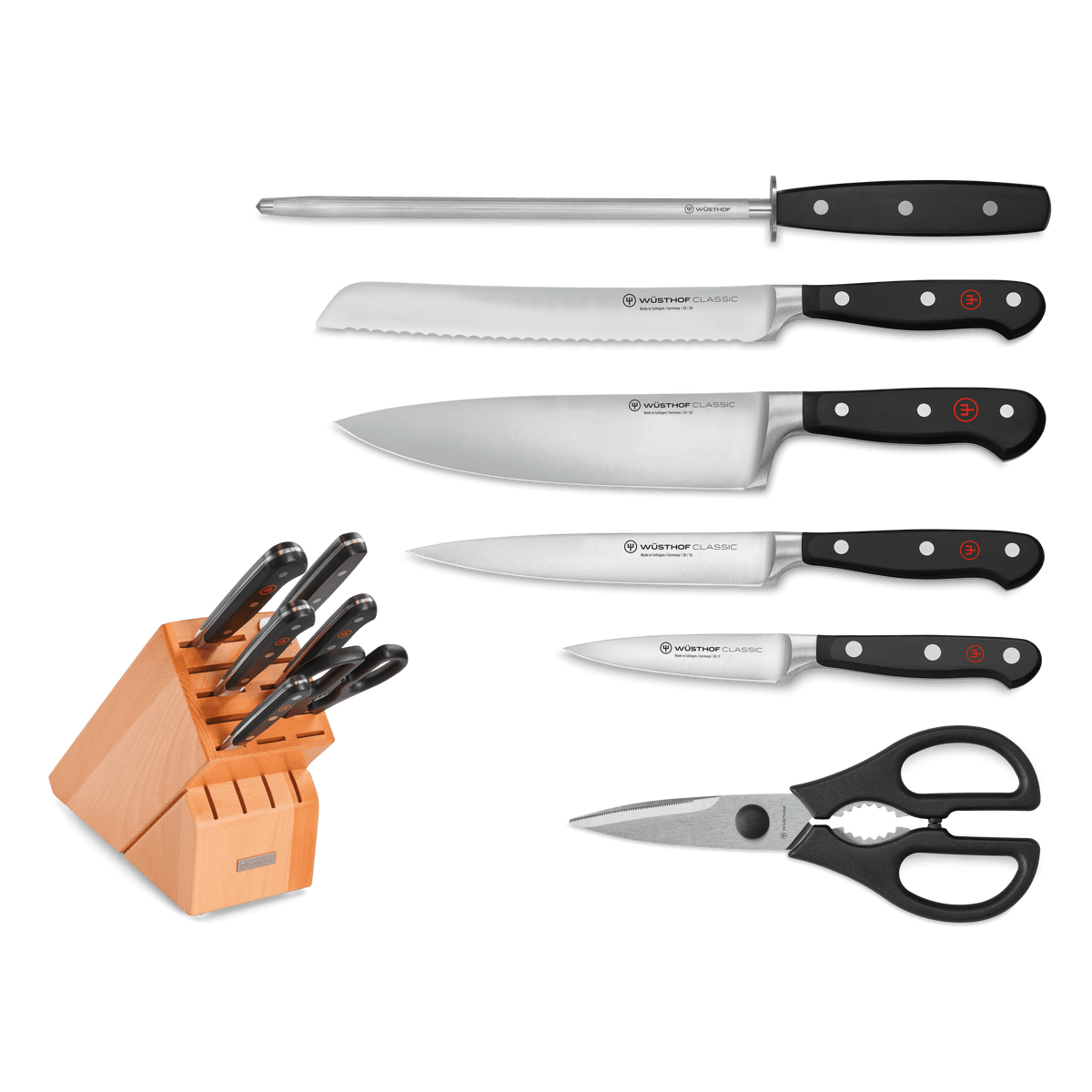 Wusthof Classic 7-Piece Knife Block Set — Black
