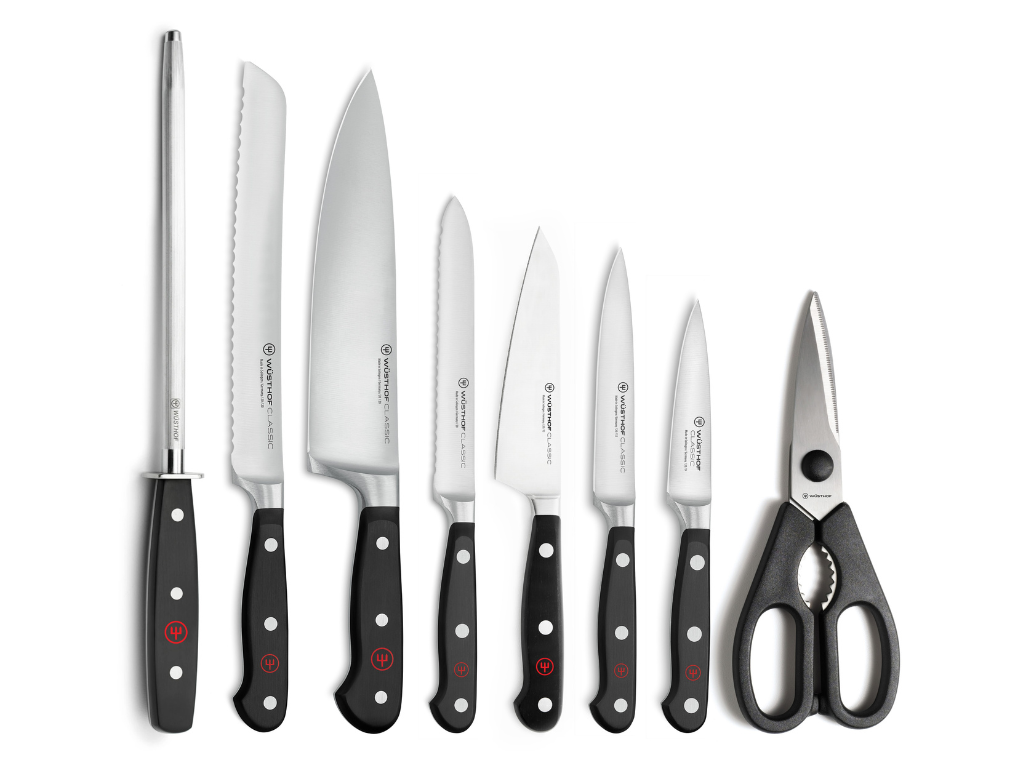 Wusthof Classic 9-Piece Knife Block Set, Acacia — Black