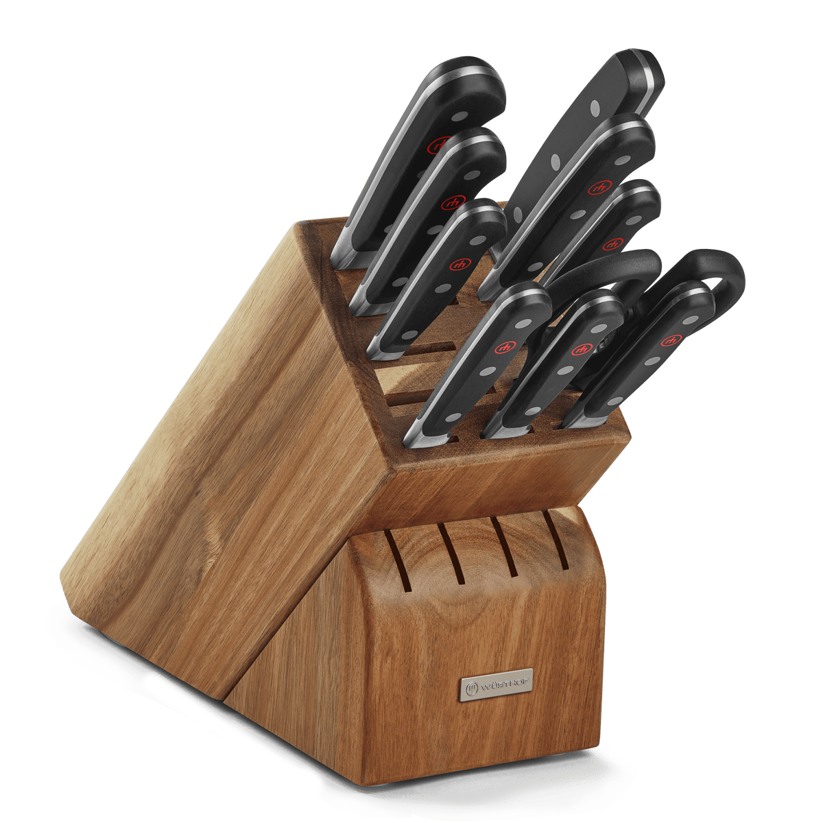 Wusthof Classic 11-Piece Knife Block Set, Acacia — Black