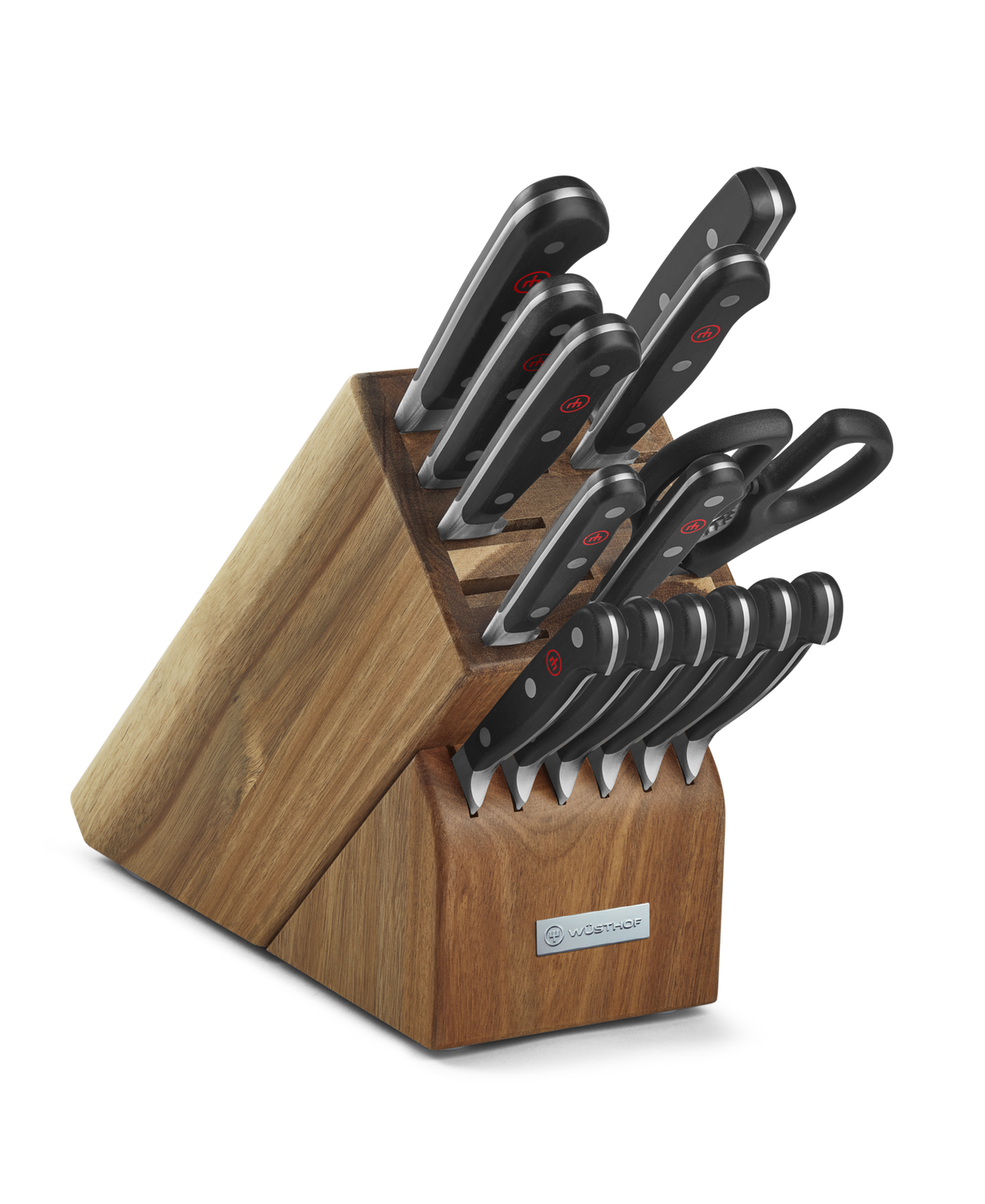 Wusthof Classic 15-Piece Knife Block Set, Acacia — Black
