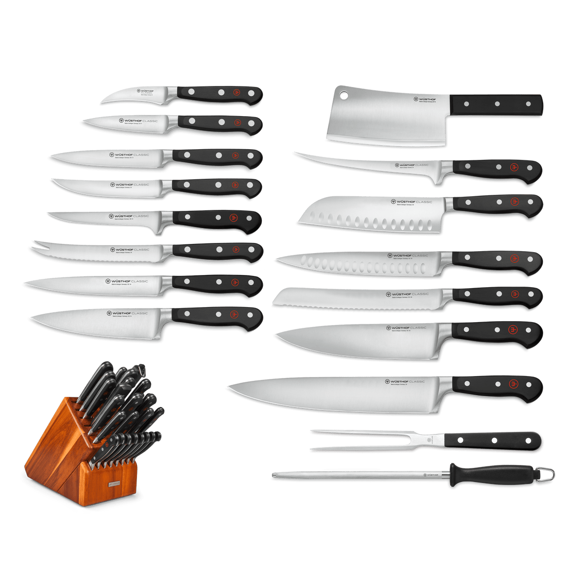 Wusthof Classic 26-Piece Knife Block Set — Black