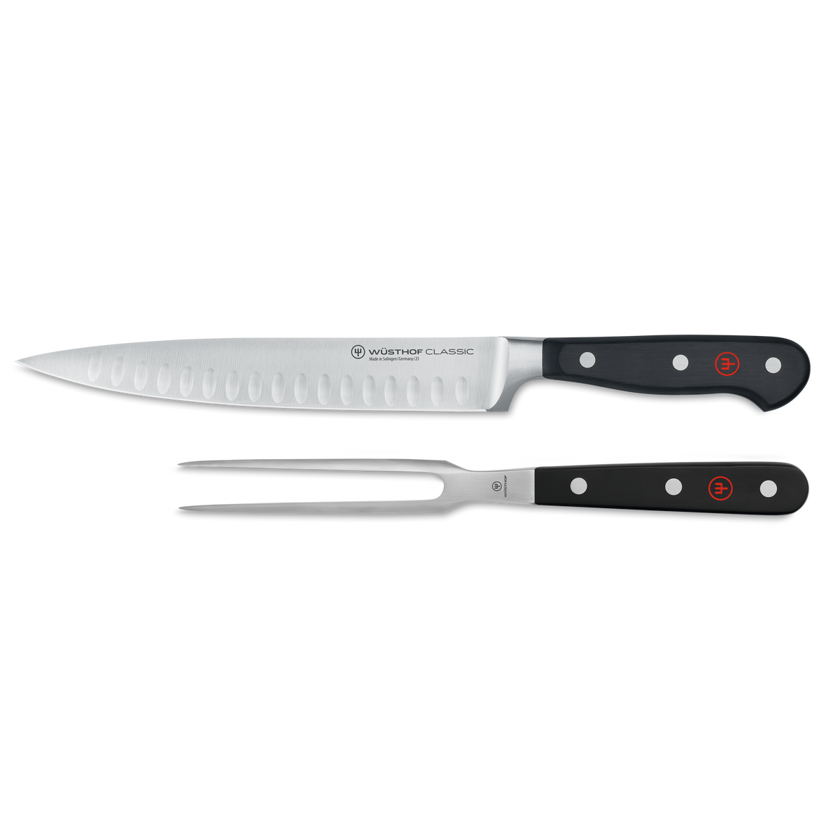 Wusthof Classic 2-Piece Hollow Edge Carving Set — Black