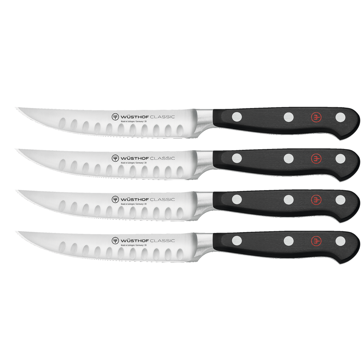 Wusthof Classic 4-Piece Hollow Edge Steak Knife Set — Black