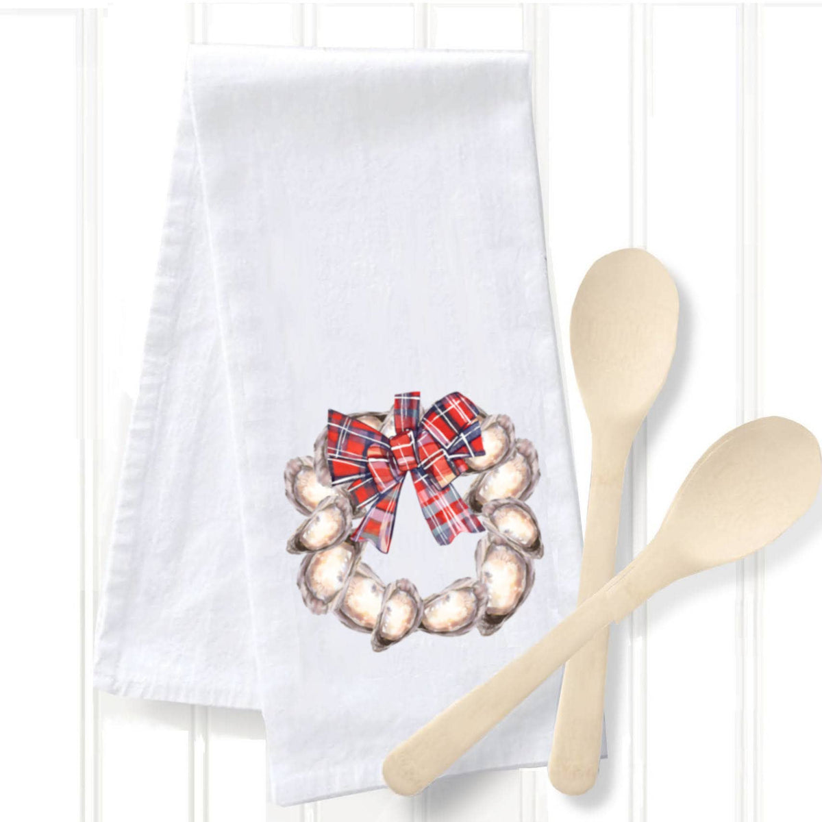 Tea Towel - Oyster Christmas Wreath
