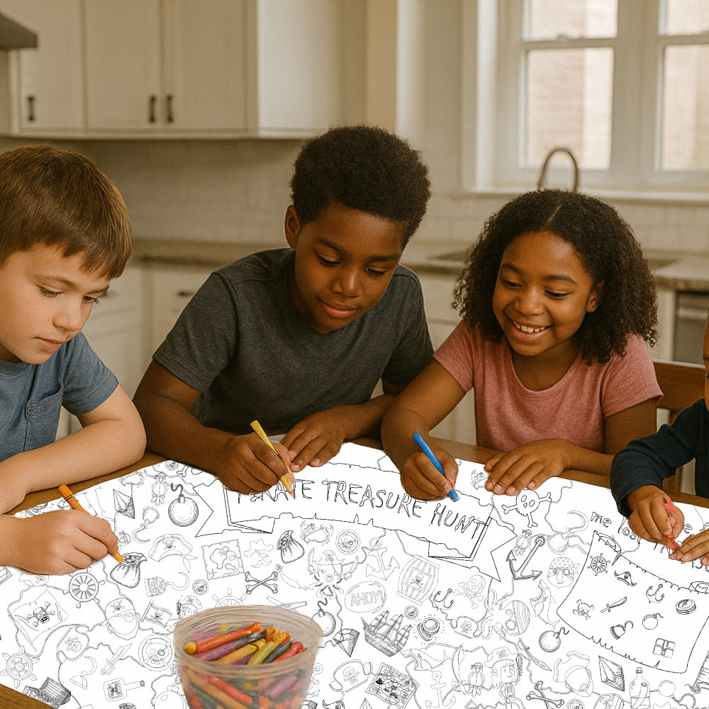 Pirate Coloring Tablecloth Seek & Find Kids Activity
