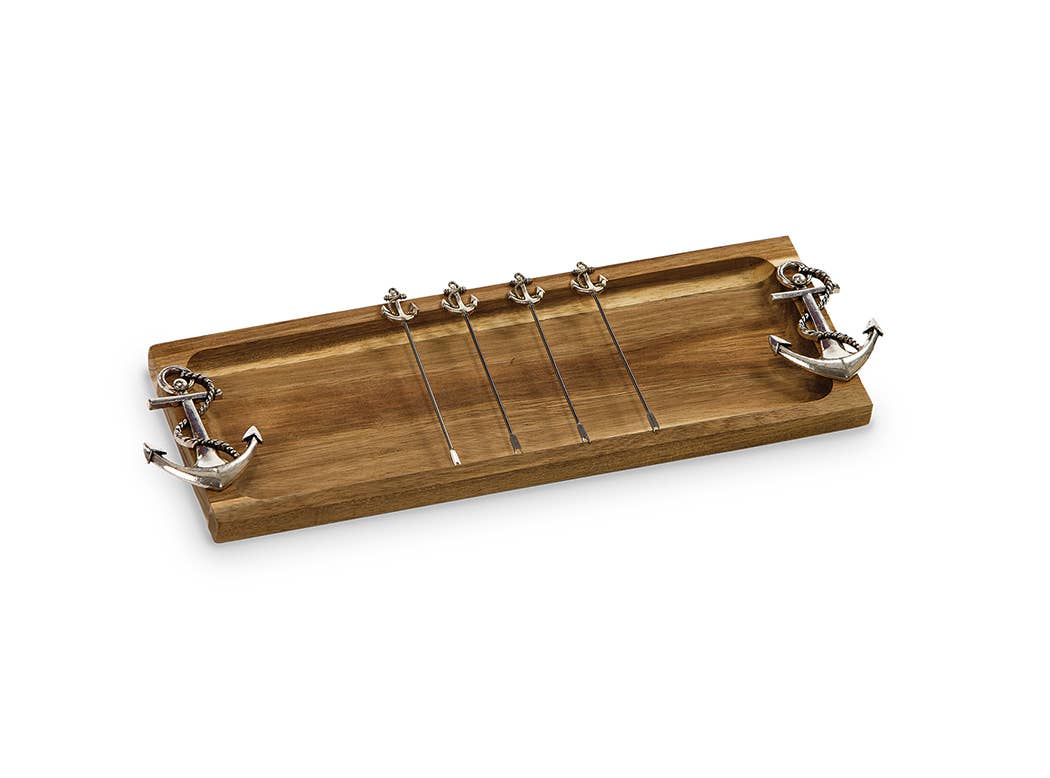Foodie Bites Acacia Wood Serving Tray & matching food picks