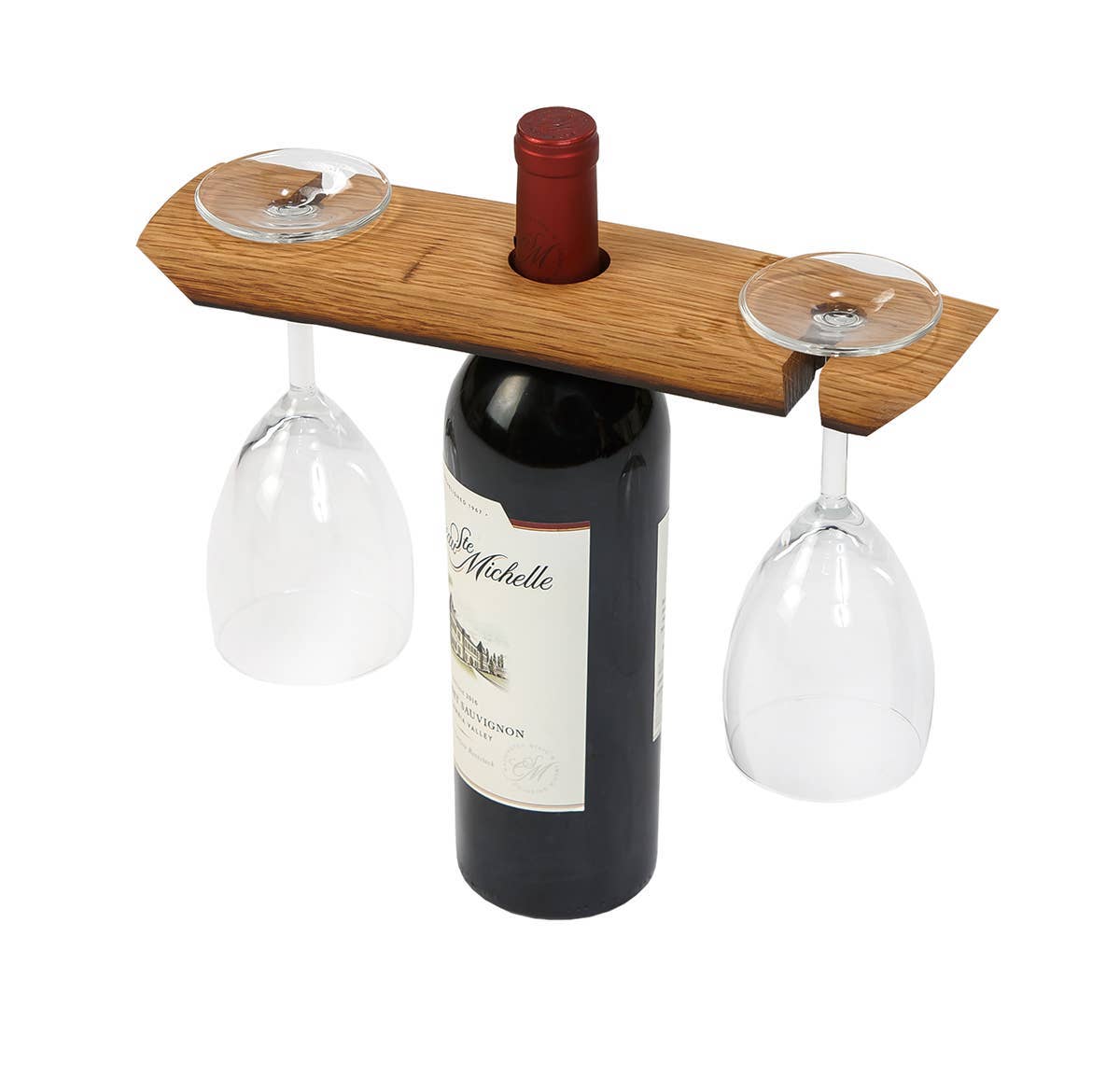 Wine Barrel Glass Caddy Reclaimed Wood Bottle Topper US Made