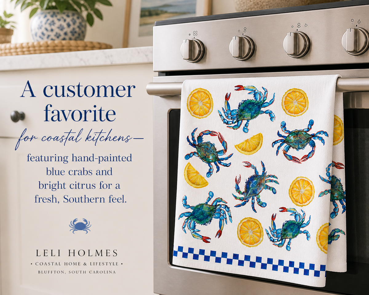 Blue Crab & Lemon Coastal Tea Towel — photo 3