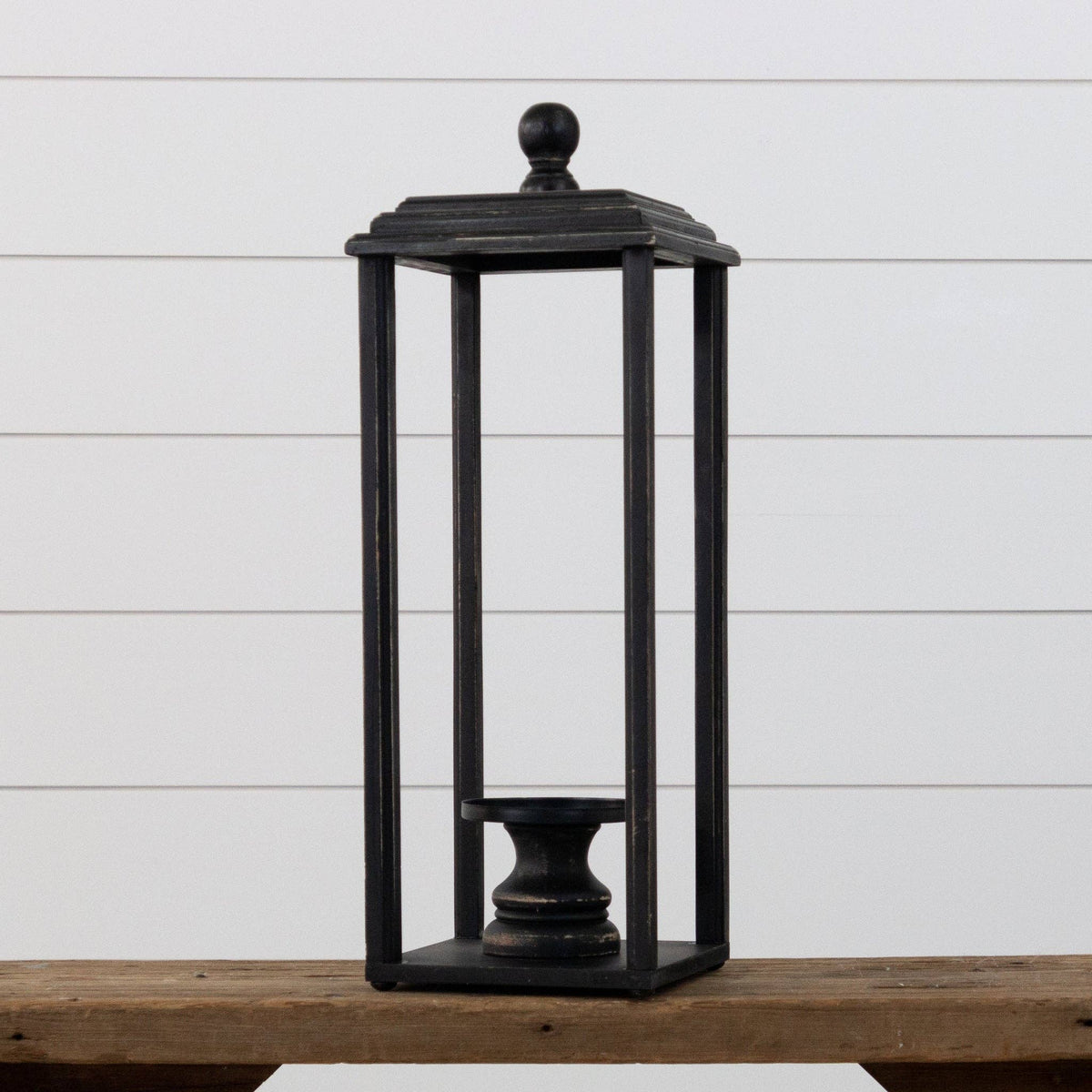 Black Open Lantern with Candle Holder (PC)