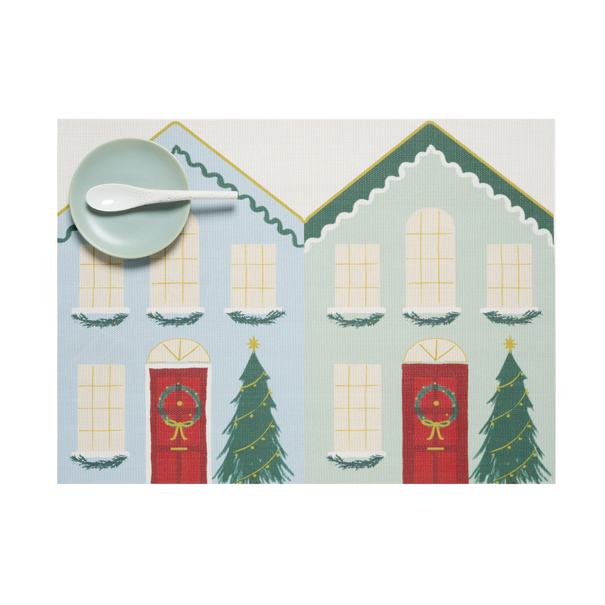 Festive Houses Placemats - Blue & Green