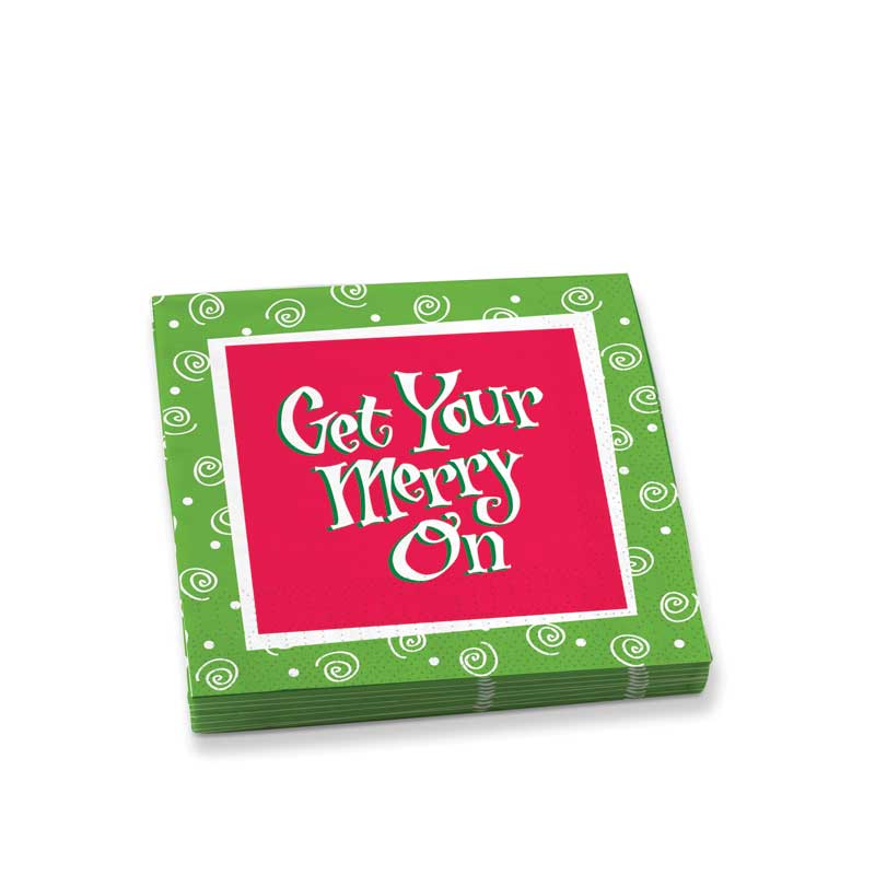 Get Your Merry On Beverage Napkins Set of 20