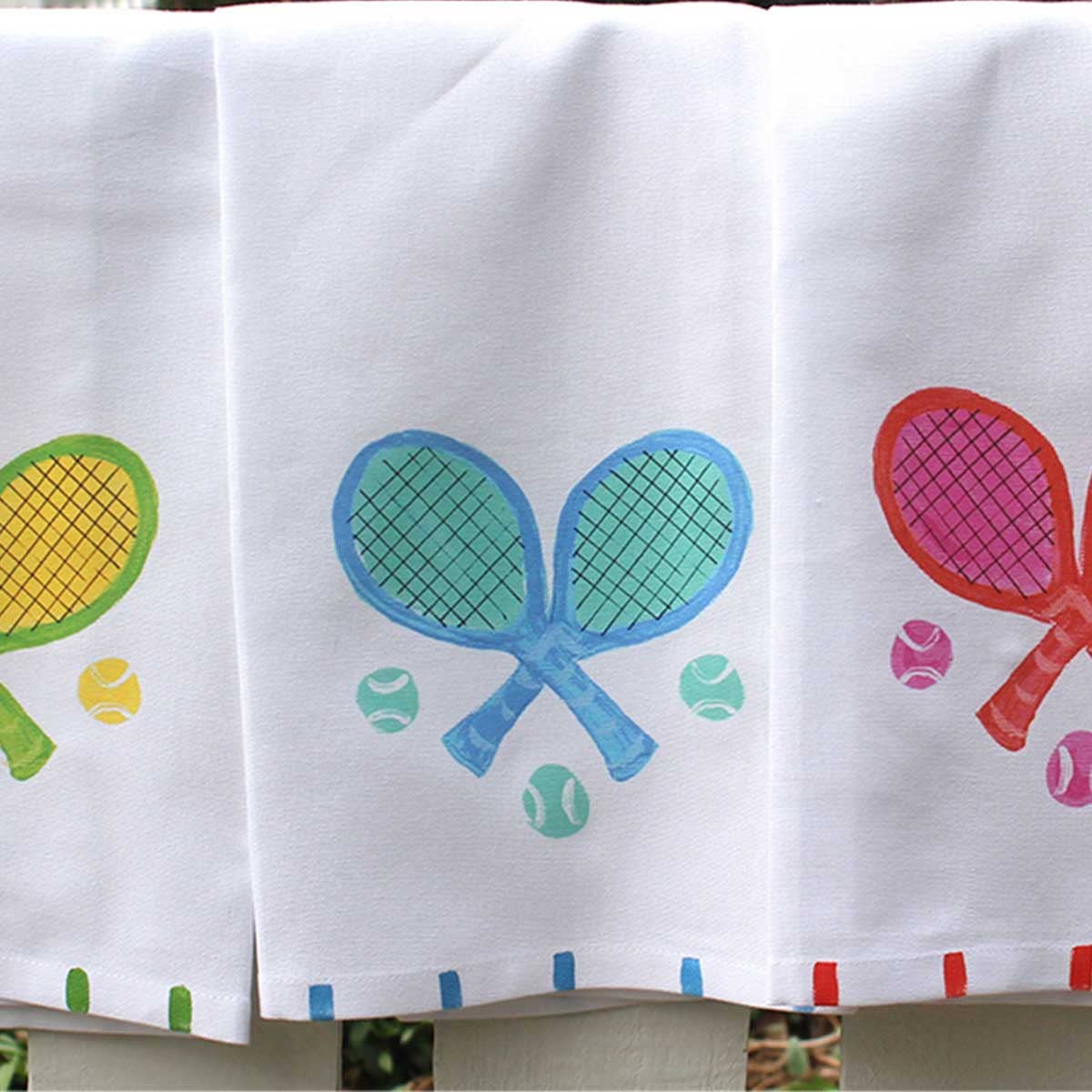 Colorful Tennis Racquet Kitchen Towel