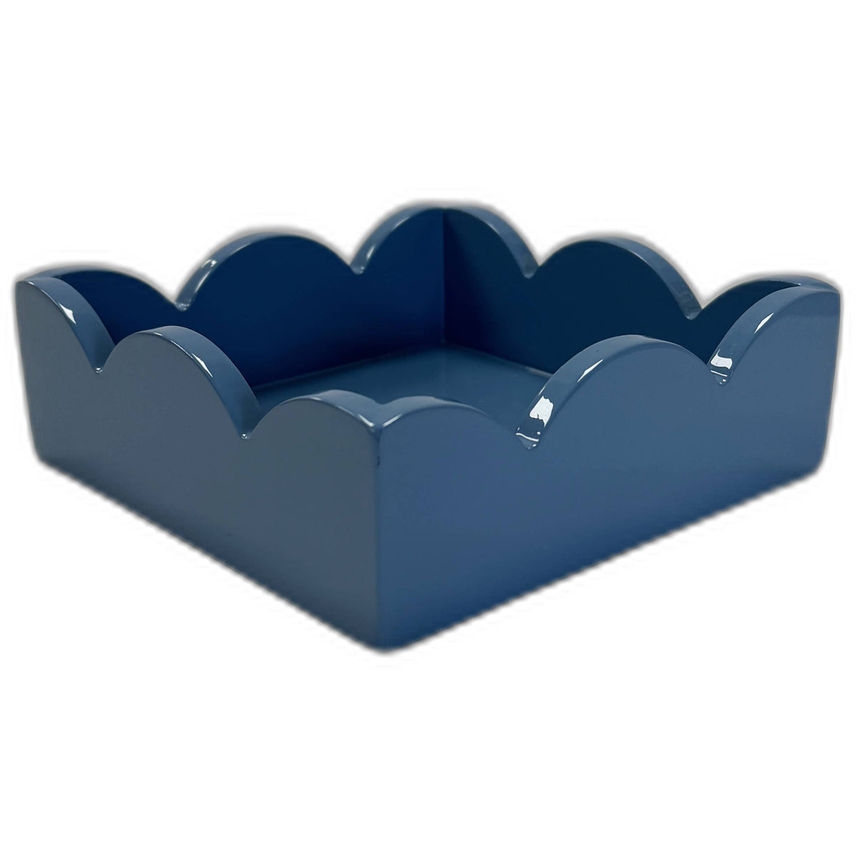 WH Lacquer Scalloped Napkin Holder | Navy Blue