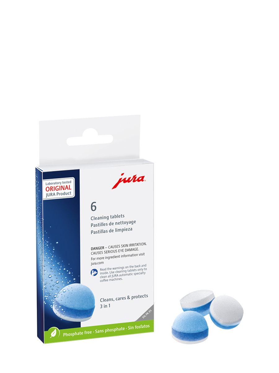 3-Phase Cleaning Tablets, 6 Pack packaging with tablets