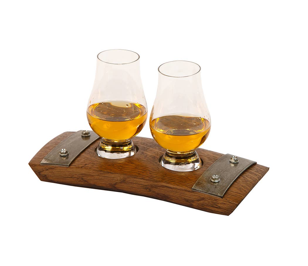 Double Glencairn Whiskey Set & Whiskey Barrel Stave USA Made