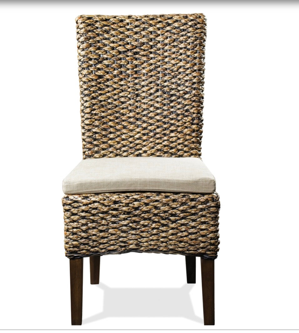 Riverside Solid Wood Dining Table & 6 Woven Dining Chairs | Coastal Farmhouse Dining Set