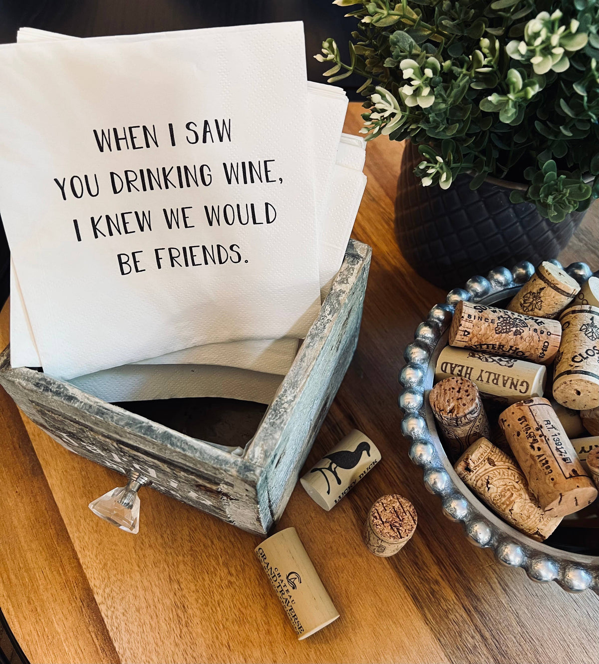 When I saw you drinking wine funny printed Cocktail Napkins