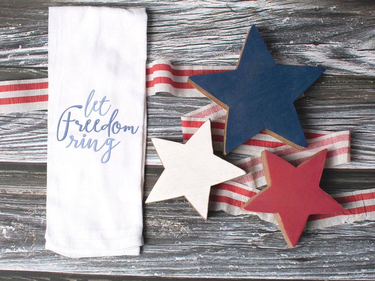 Embroidered Tea Towel Let Freedom Ring