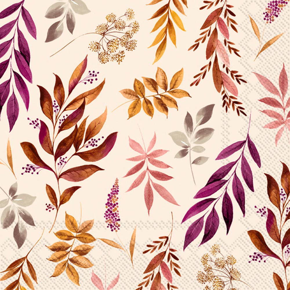 Paper Cocktail Napkins Pack of 20 Darla Leaves cream Fall