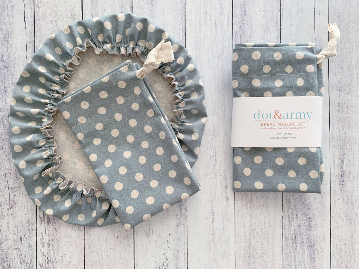 Bread Makers Set in Dots- bread bag and bowl cover