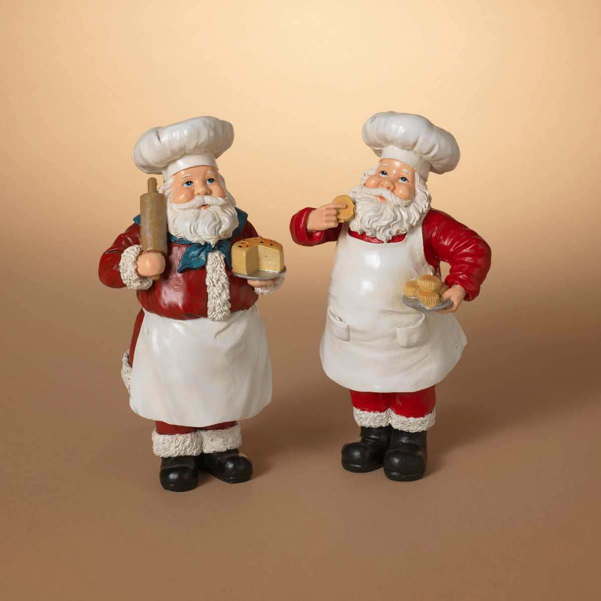 Promo 12.2"H Resin Holiday Chef Santa Figurine, 2 Asst