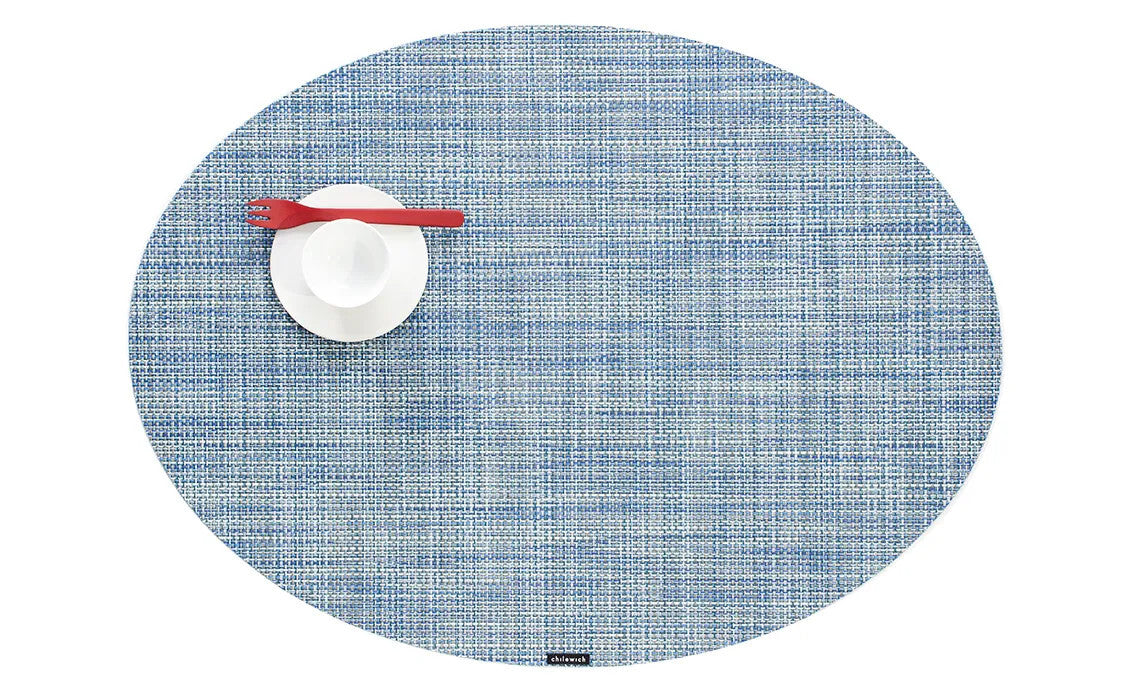 Mini Basketweave Oval 14"x19.25" - Chambray