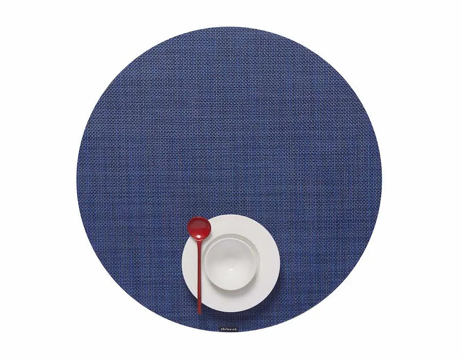 Mini Basketweave Round Tablemat 15"- Indigo