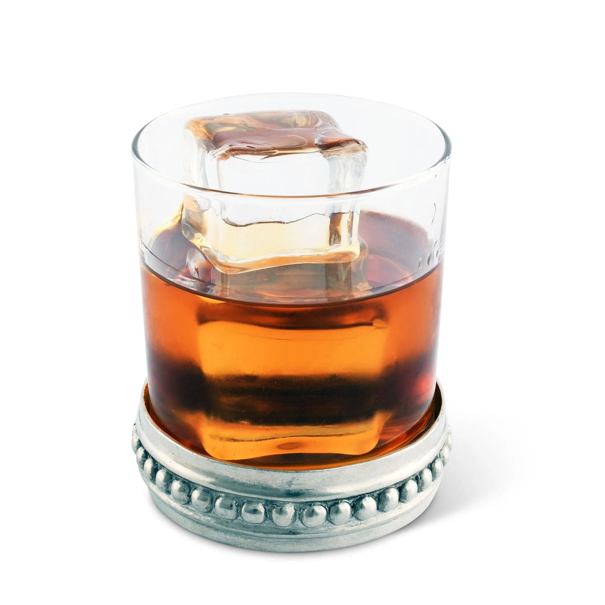 Medici Beading Double Old Fashion Bar Glass in Pewter