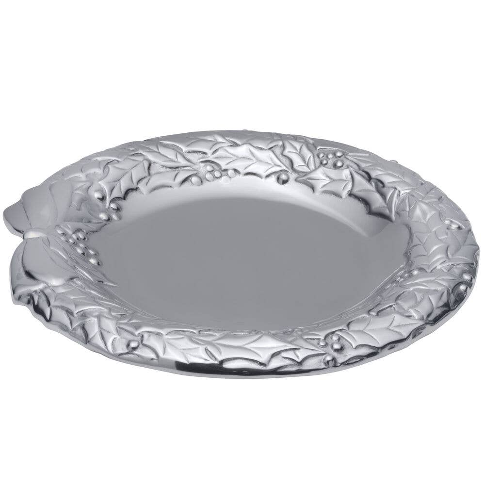 Holly Berries Round Wreath Tray