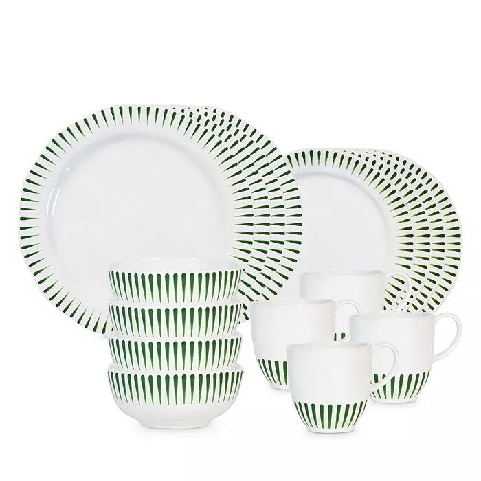 Sitio Stripe 16 Piece Dinnerware Set, Service for 4 Basil