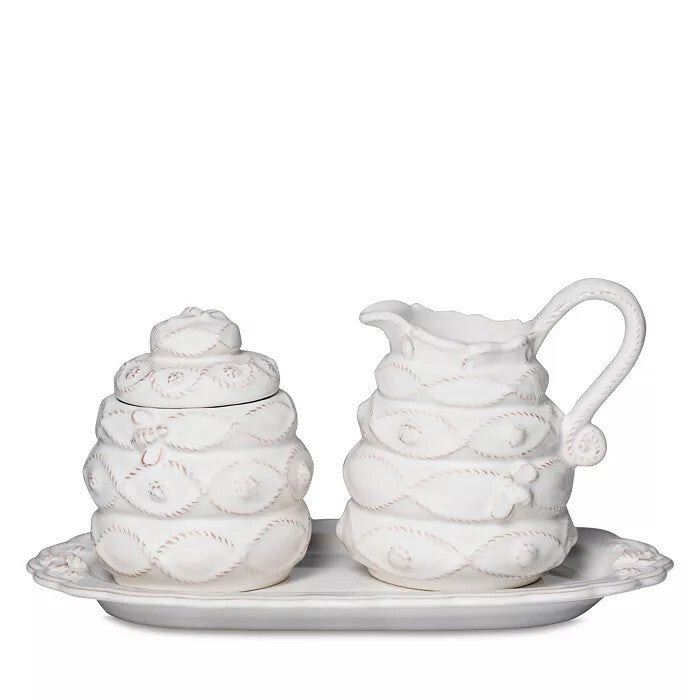 Jardins du Monde Creamer and Sugar Set/3pc - Whitewash