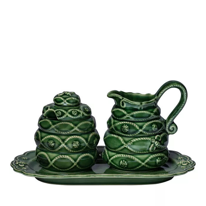 Veronica Beard Jardins Du Monde Creamer and Sugar Set/3pc - Green