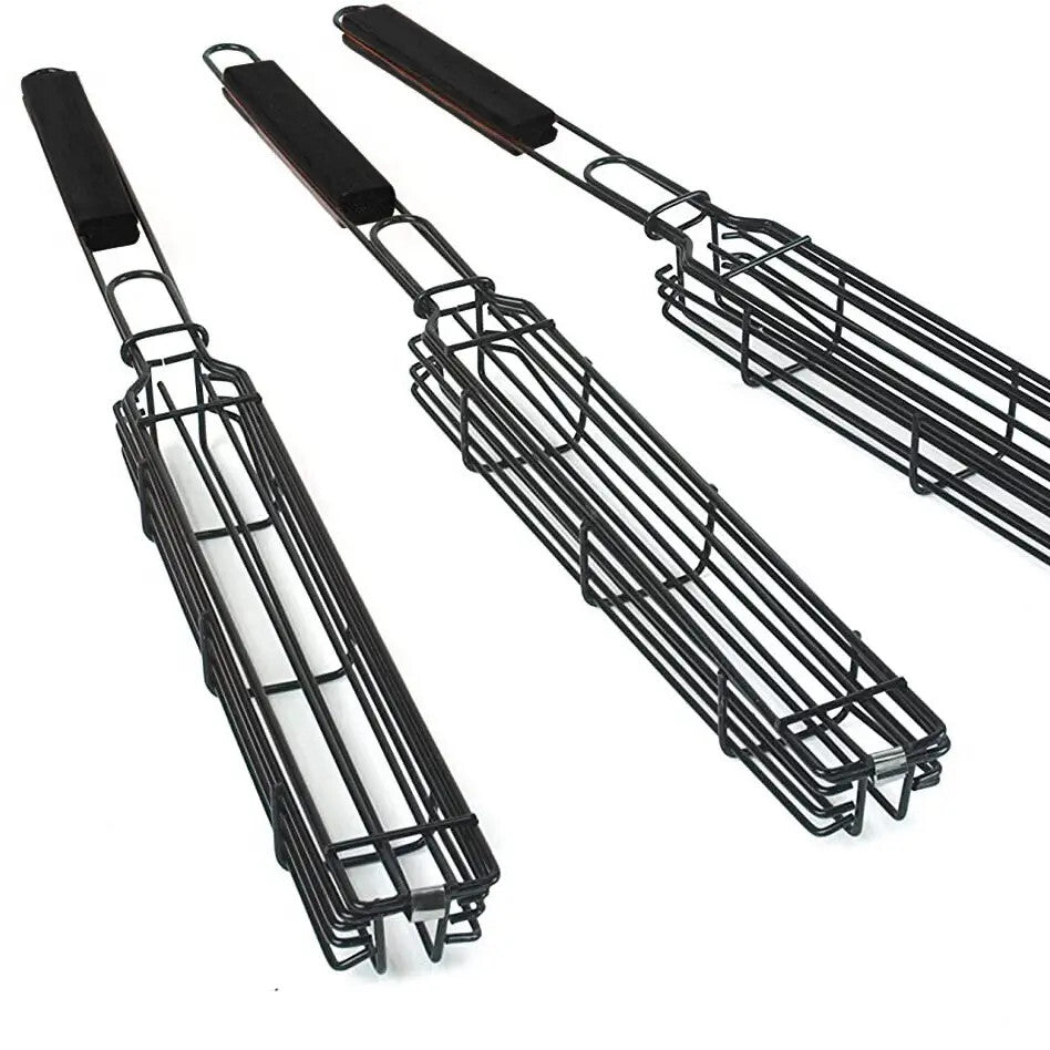 Non-Stick Kabob Griller Basket, Set 4 Carbon Steel