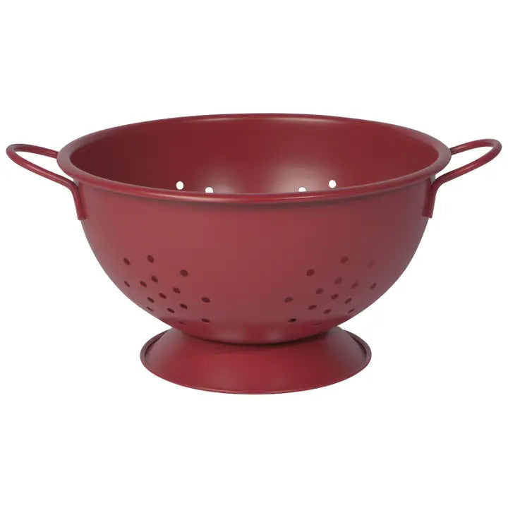 Matte Steel Large Red Colander
