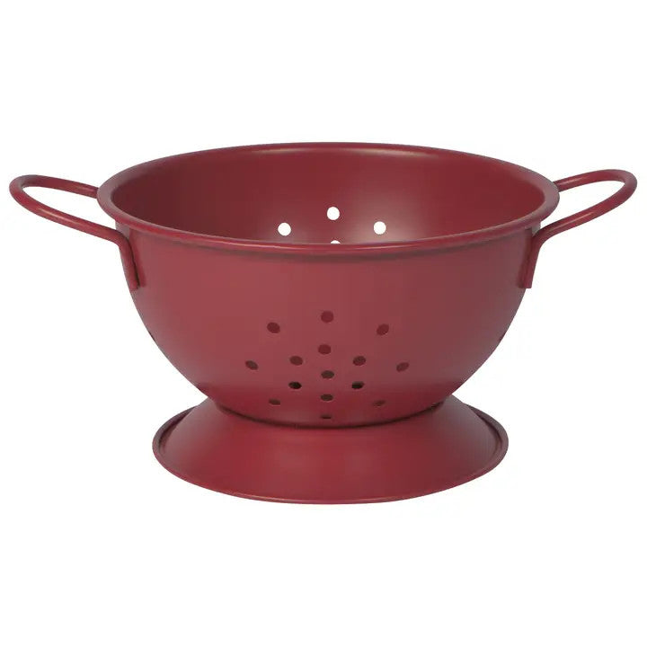 Matte Steel Small Red Colander