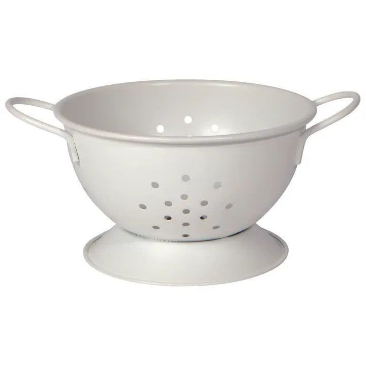 Matte Steel Small White Colander