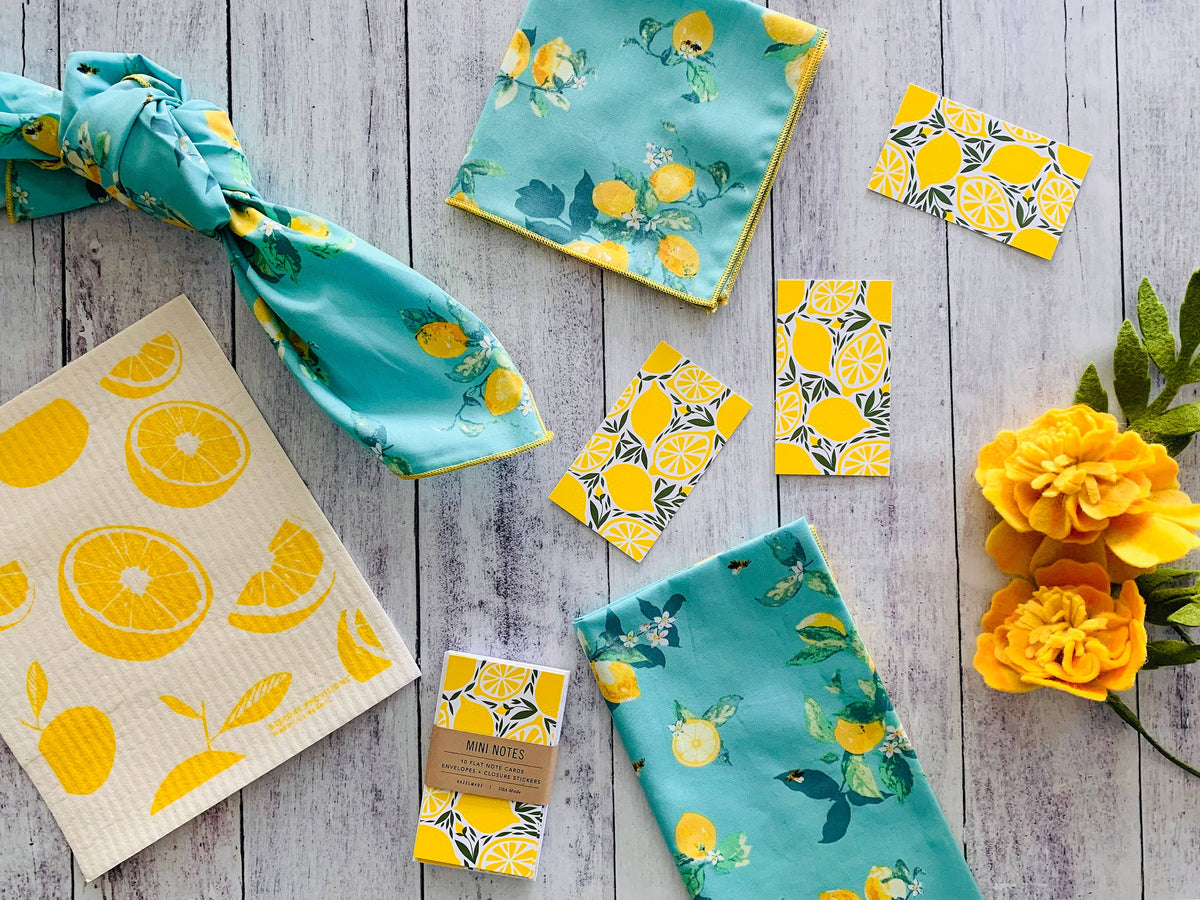 Lemon Cloth Napkins, set of four