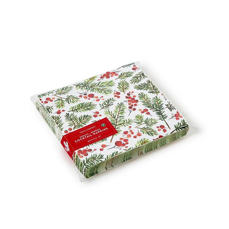 30Pc Merry Berry Paper Cocktail Napkins