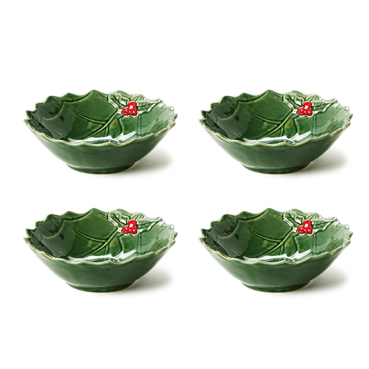 Holiday Holly Tidbit Bowl with Berries