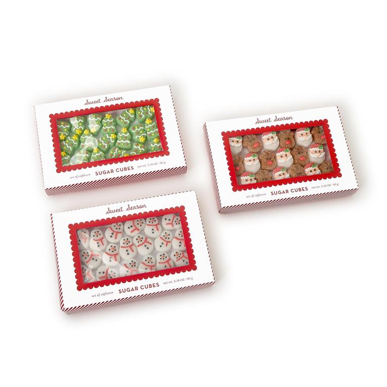 Holiday Set of 18 Hand-Decorated Sugar Cubes in Gift Box Assorted