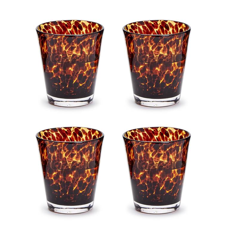 Tortoise Print Double Old Fashioned Glass